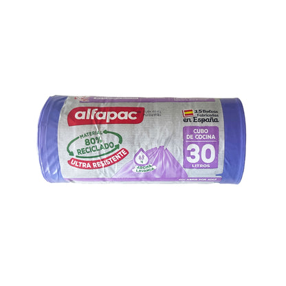 80% Reciclado 8 Rollos De 15 Bolsas De Basura 30l Con Autocierre_3