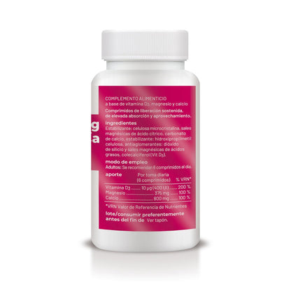 Vitamina D3+MG de Libertação Sustentada, Soria Natural, 60 comprimidos