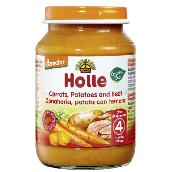 Holle Cenoura, Batata e Carne Biológica Pote +4 Meses 190g