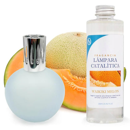 Lámpara Catalítica Azul Grisáceo Mate + Aroma Waikiki Melon 200ml - Elimina Malos Olores, Impurezas Y Perfuma_0