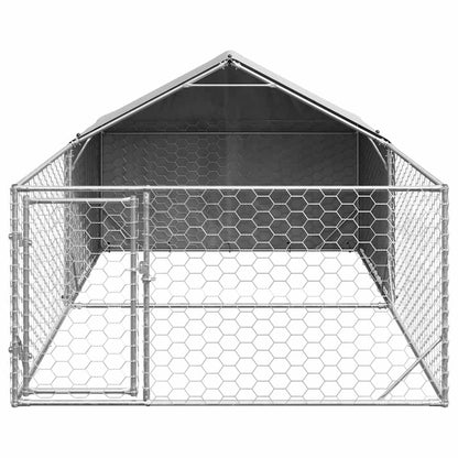 Caseta Perros Exterior Con Corral 5x2x1,5 M Acero Galvanizado_2