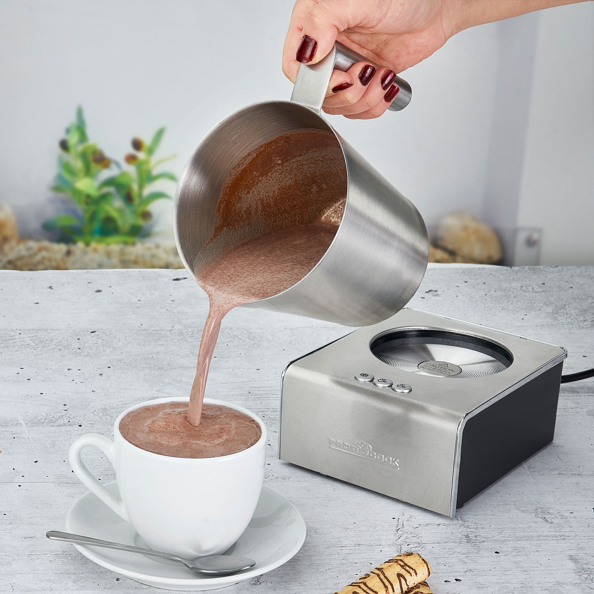 Espumador De Leche Automático, Acero Inoxidable, Calentamiento Integrado, Adecuado Chocolate Proficook Pc-ms1032, Plata_2