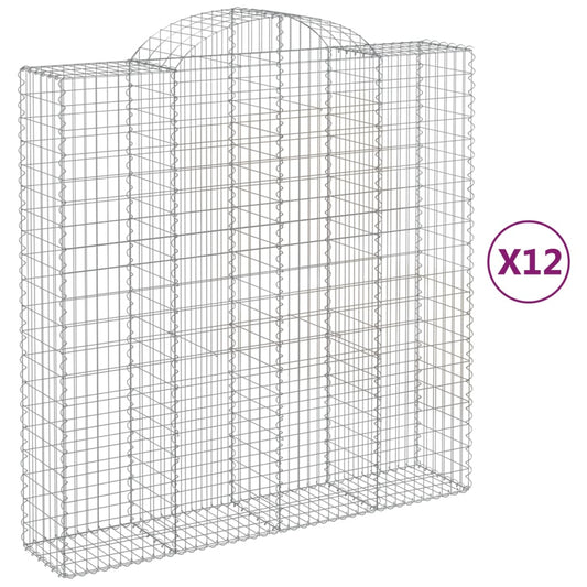 Cestas De Gaviones 12 Uds Forma De Arco Hierro 200x50x200/220cm_0