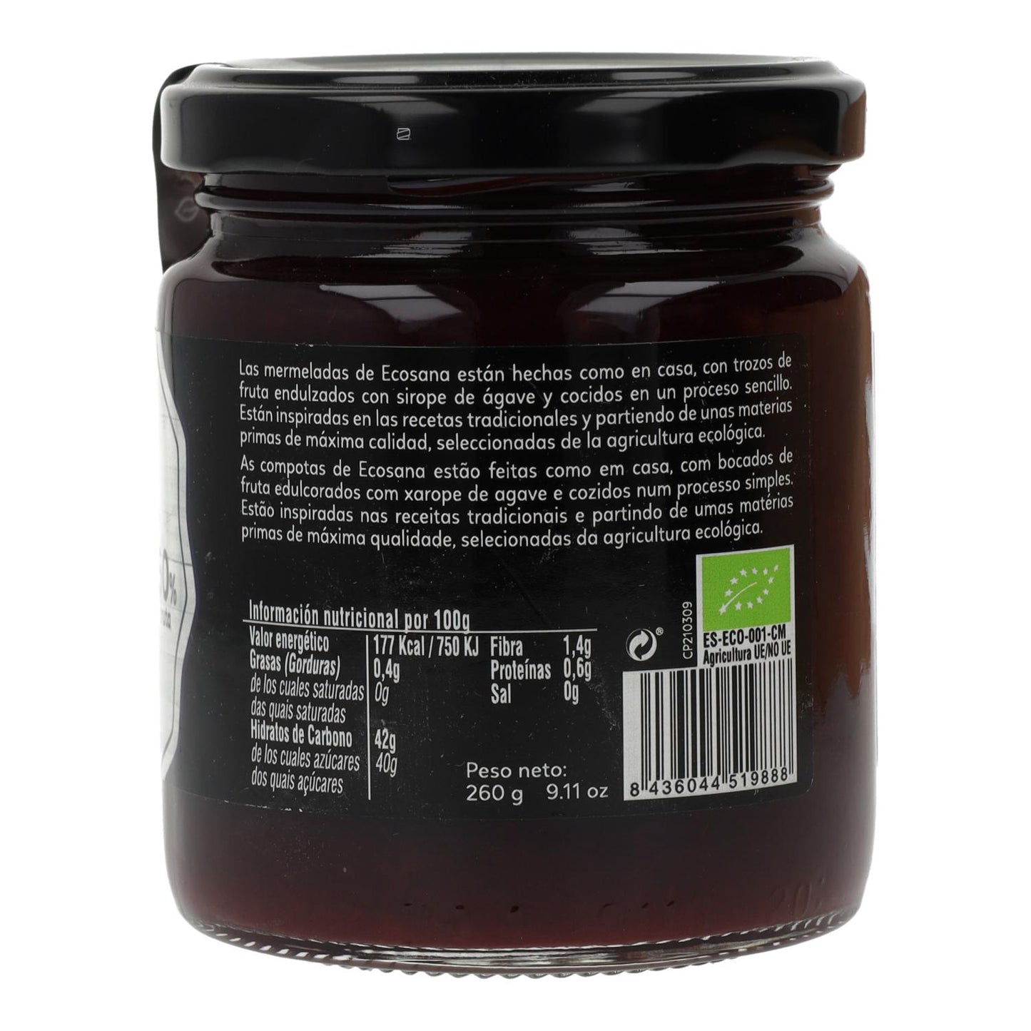 Geleia de amora extra sem açúcar biológica Ecosana 260 g