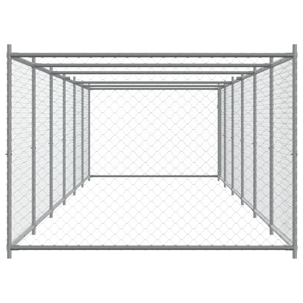 Jaula De Perros Con Puerta Acero Galvanizado Gris 12x2x1,5 M_4