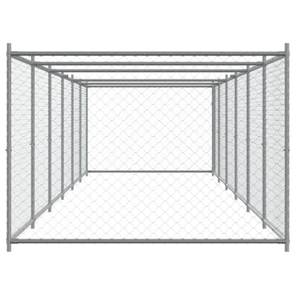 Jaula De Perros Con Puerta Acero Galvanizado Gris 12x2x1,5 M_4