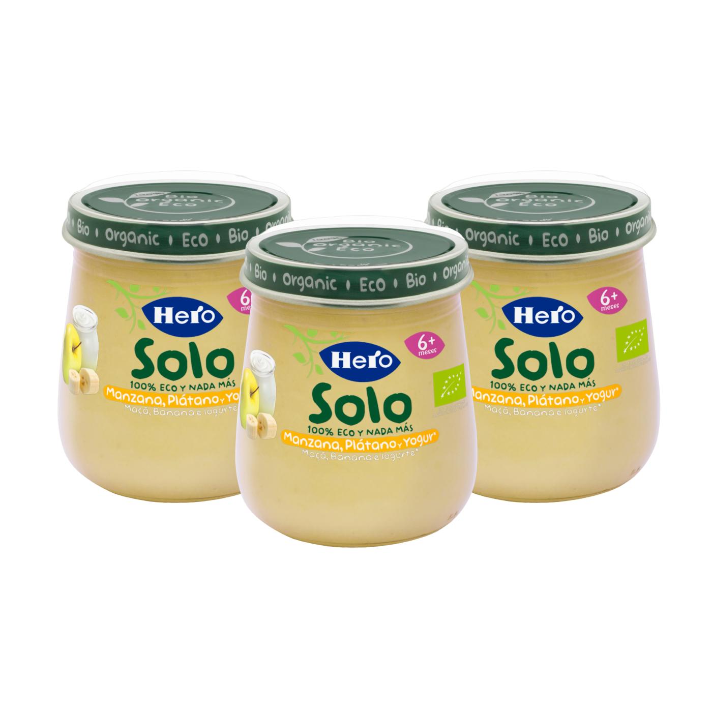 PACOTE X3 Pote de Iogurte Maçã, Banana e Eco Hero Apenas 120 g