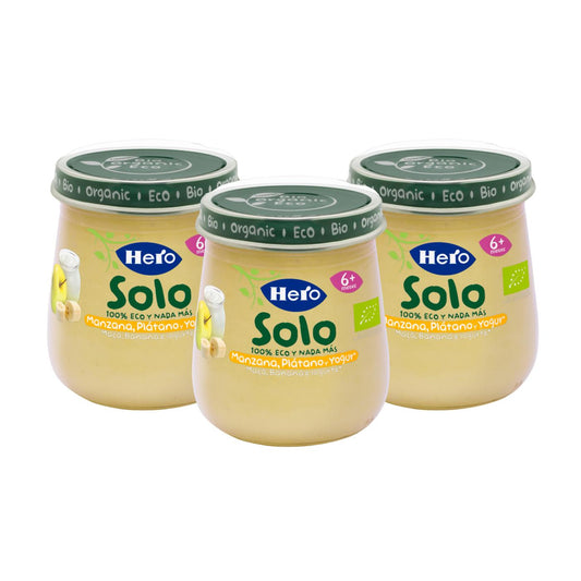 PACOTE X3 Pote de Iogurte Maçã, Banana e Eco Hero Apenas 120 g