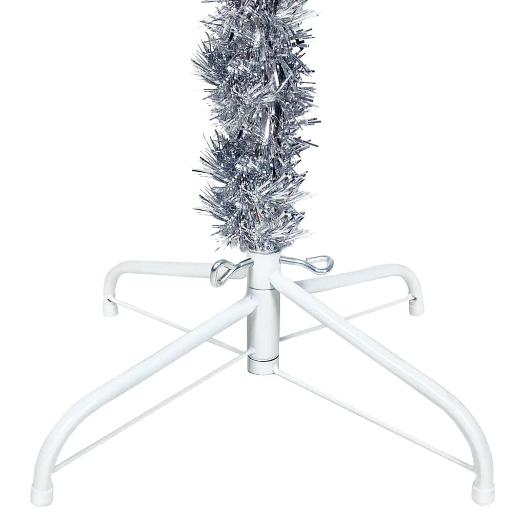 Vidaxl Árbol De Navidad Delgado Plateado 210 Cm_4