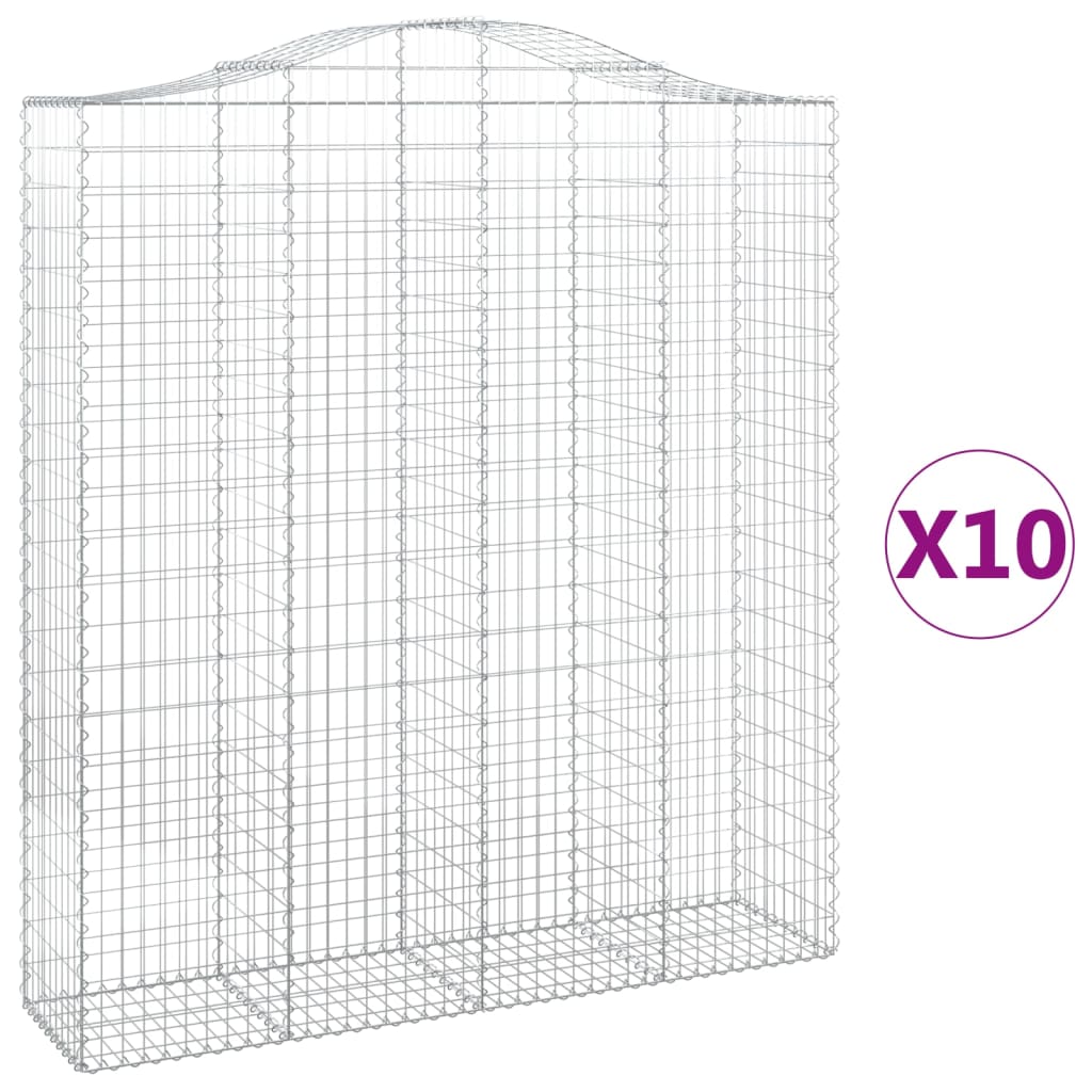Cestas De Gaviones 10 Uds Forma De Arco Hierro 200x50x220/240cm_0