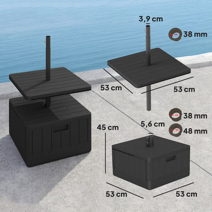 Outsunny Base Para Sombrilla Exterior 3 En 1 Mesa Auxiliar Macetero Negro_2