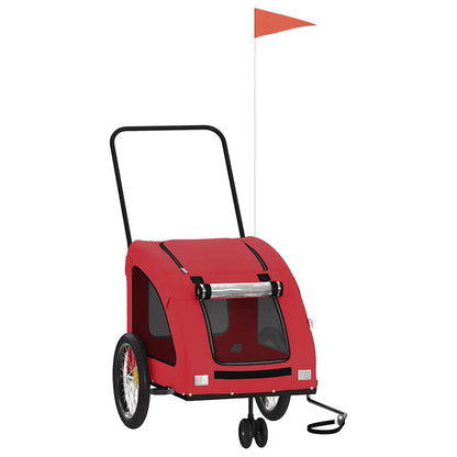 Remolque De Bicicleta Mascotas Hierro Tela Oxford Rojo_0