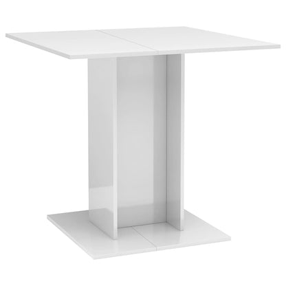 Mesa De Comedor Madera Contrachapada Blanco Brillo 80x80x75 Cm_0