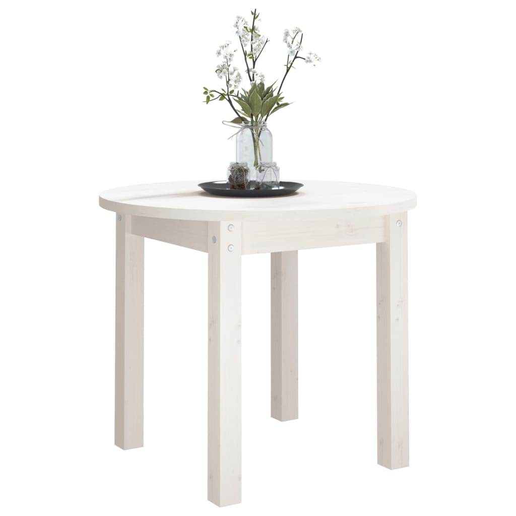 Mesa De Centro De Madera Maciza De Pino Blanco Ø 55x45 Cm_2