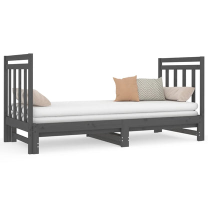 Sofá Cama Extraíble Madera Maciza De Pino Gris 2x(90x190) Cm / Vetonek_1