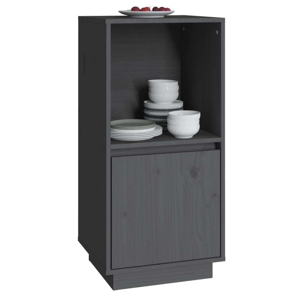 Aparador De Madera Maciza De Pino Gris 38x35x80 Cm / Vetonek_5