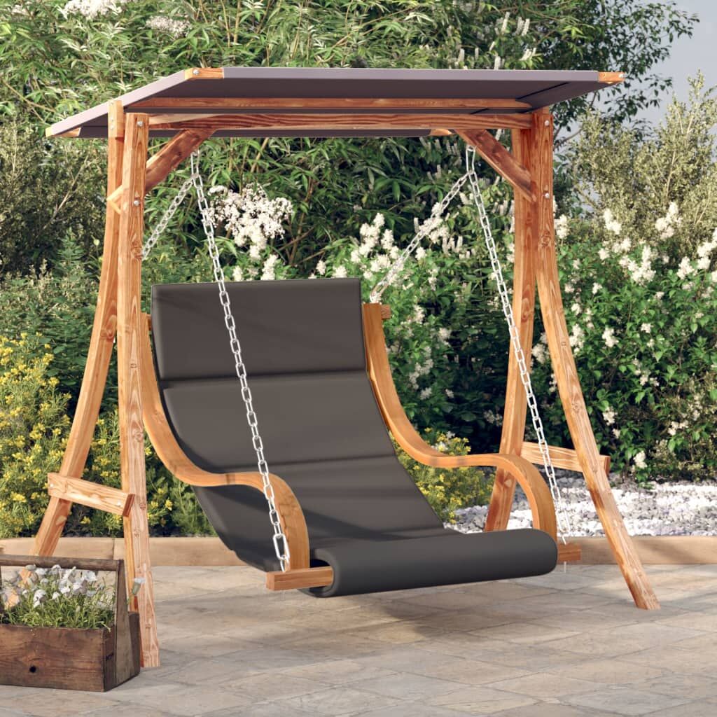 Vidaxl Columpio Con Cojín Y Toldo Madera Maciza De Abeto_1
