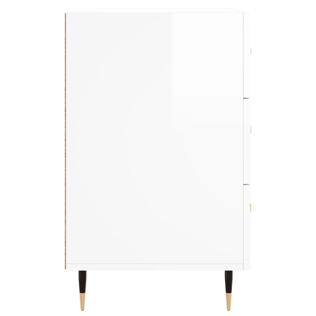 Mesita De Noche Madera De Ingeniería Blanco Brillo 40x40x66 Cm_4