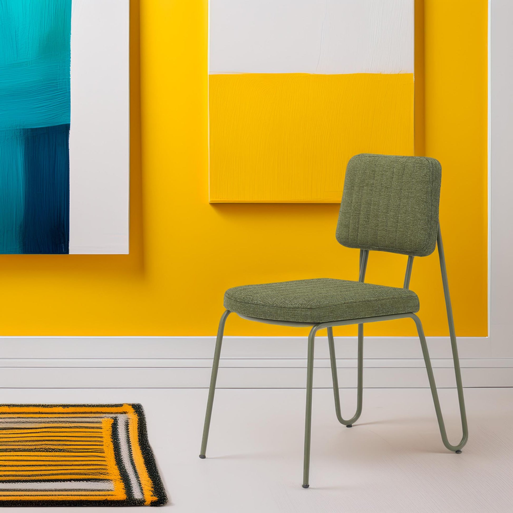 Silla Lona Verde Y Negra - Diseño Minimalista 55x60x95cm - Well Home_2