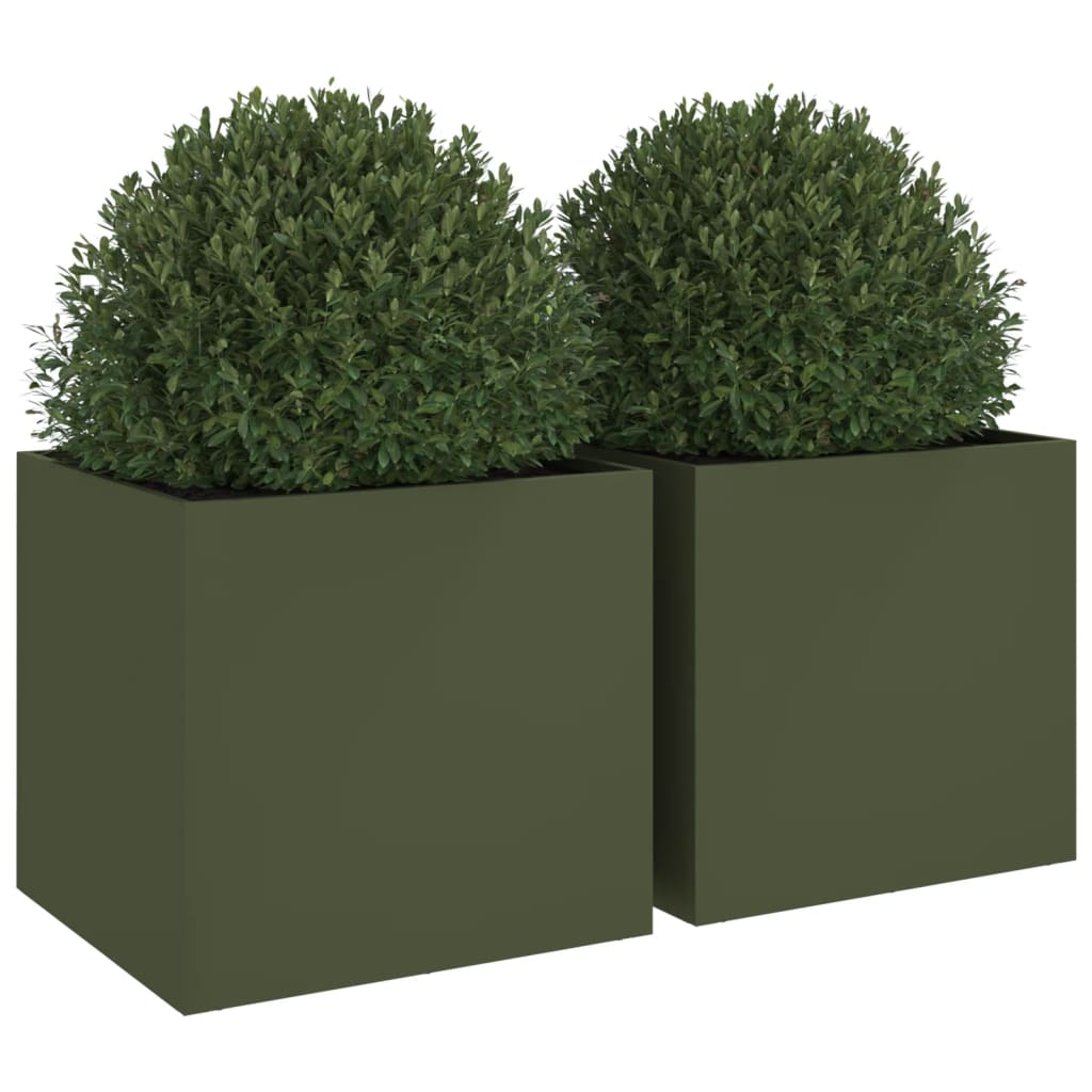 Jardineras 2 Unidades Acero Verde Oliva 49x47x46 Cm_3