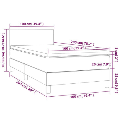 Cama Box Spring Colchón Y Luces Led Tela Gris Oscuro 100x200 Cm / Vetonek_5