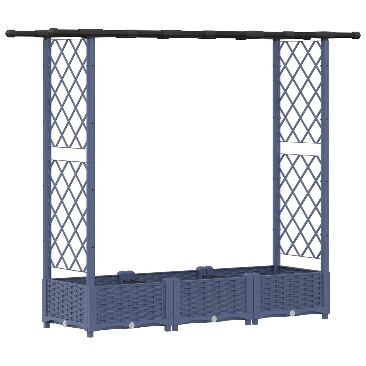 Cama Elevada Con Trellis Y Techo Gris 164 X 40 X 121 Cm Pp_0