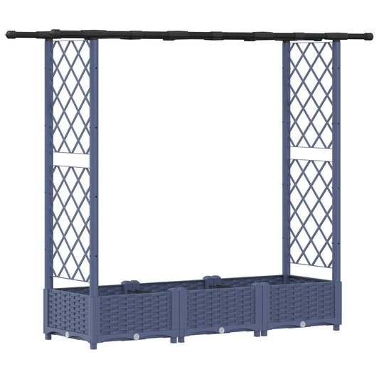 Cama Elevada Con Trellis Y Techo Gris 164 X 40 X 121 Cm Pp_0