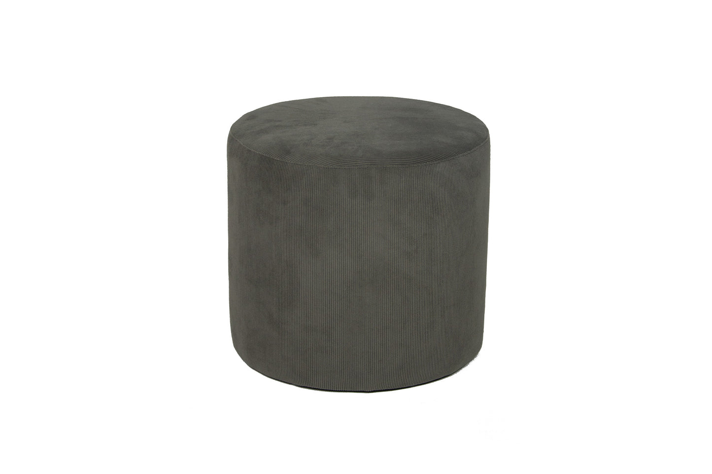 Grand Pouf, Bout De Canapé Taburete Salón Redondo Pana Gris Antracita D45x40cm- Muebles De Salón_0