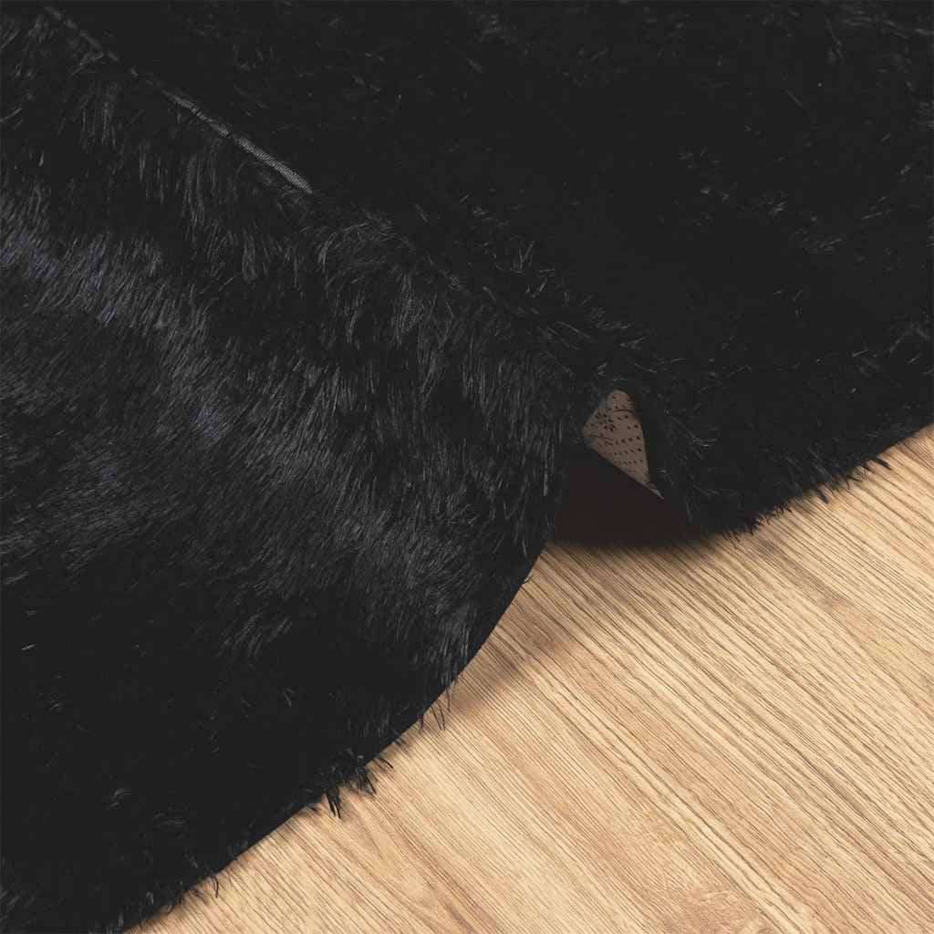 Vidaxl Alfombra Peluda De Pelo Largo Navarra Negra 200x200cm Poliéster_4