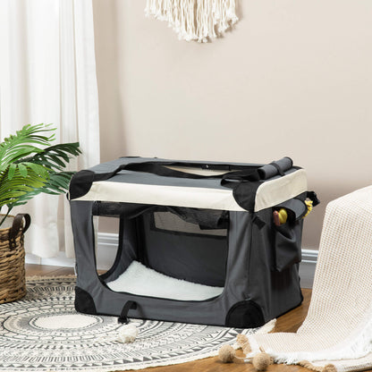 Pawhut Transportín Para Perros Gatos Plegable Cojín Suave 60x41x41 Cm Gris_1