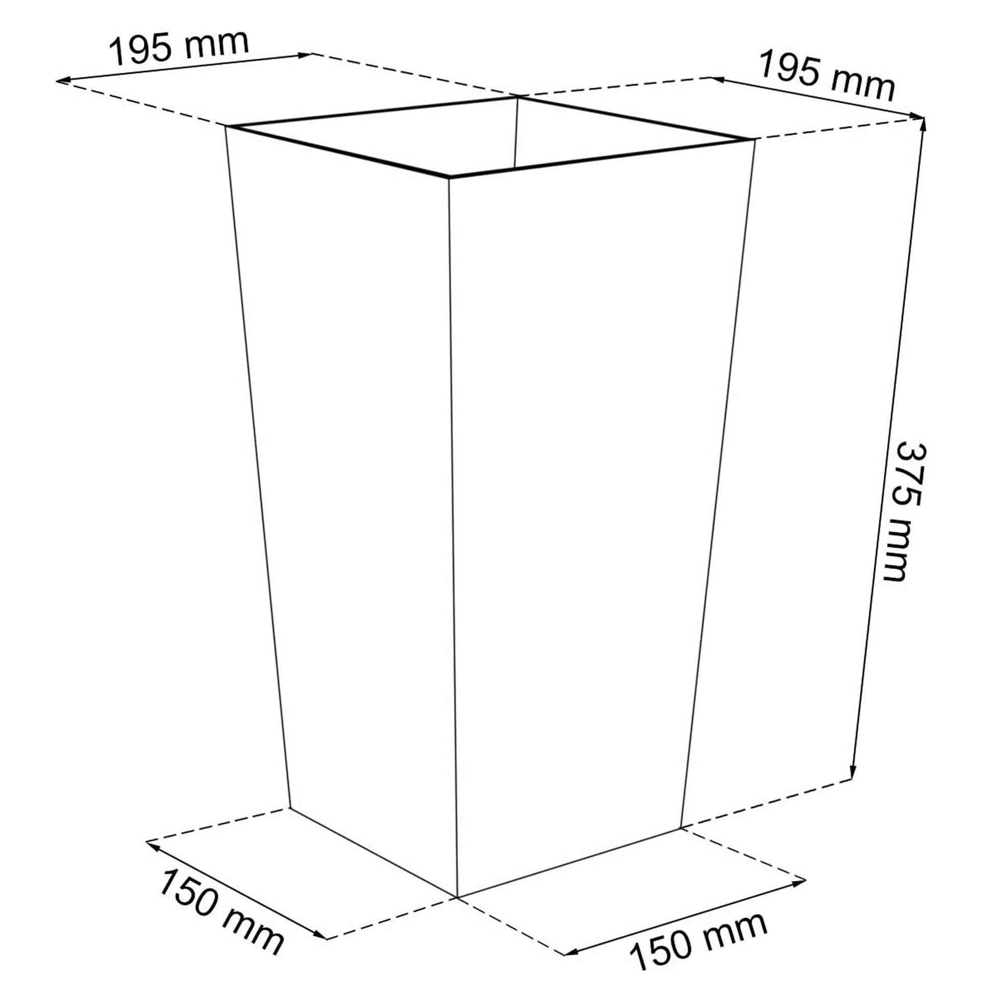 Maceta Alta 11,4 L Prosperplast Urbi Square Effect De Plástico Con Depósito En Color Antracita, 37,5 (alto) X 19,5 (ancho) X 19,5 (profundo) Cms
