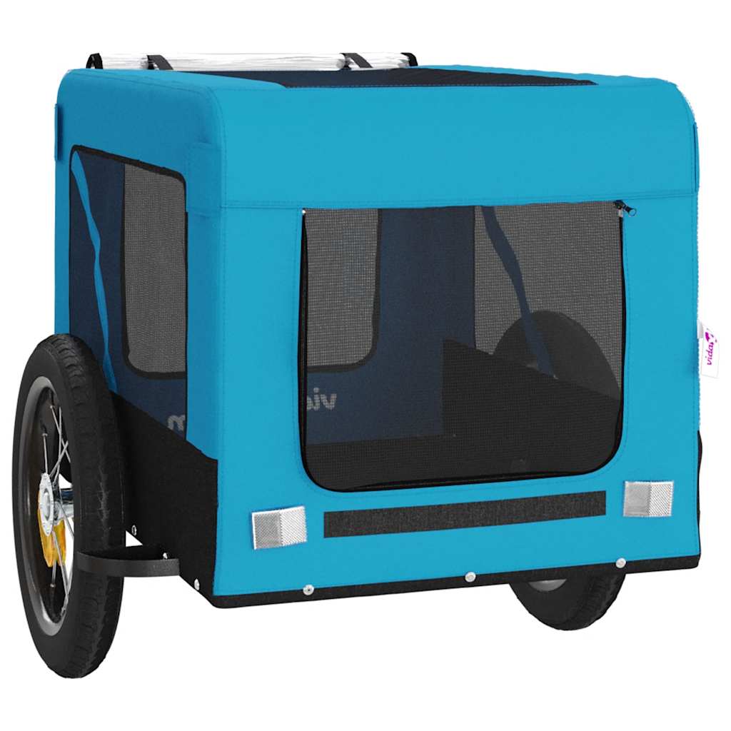 Remolque De Bicicleta Mascotas Hierro Tela Oxford Azul Negro_5