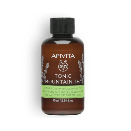 Gel de banho Mountain Tea com chá da montanha em tamanho de viagem, APIVITA 75 ml