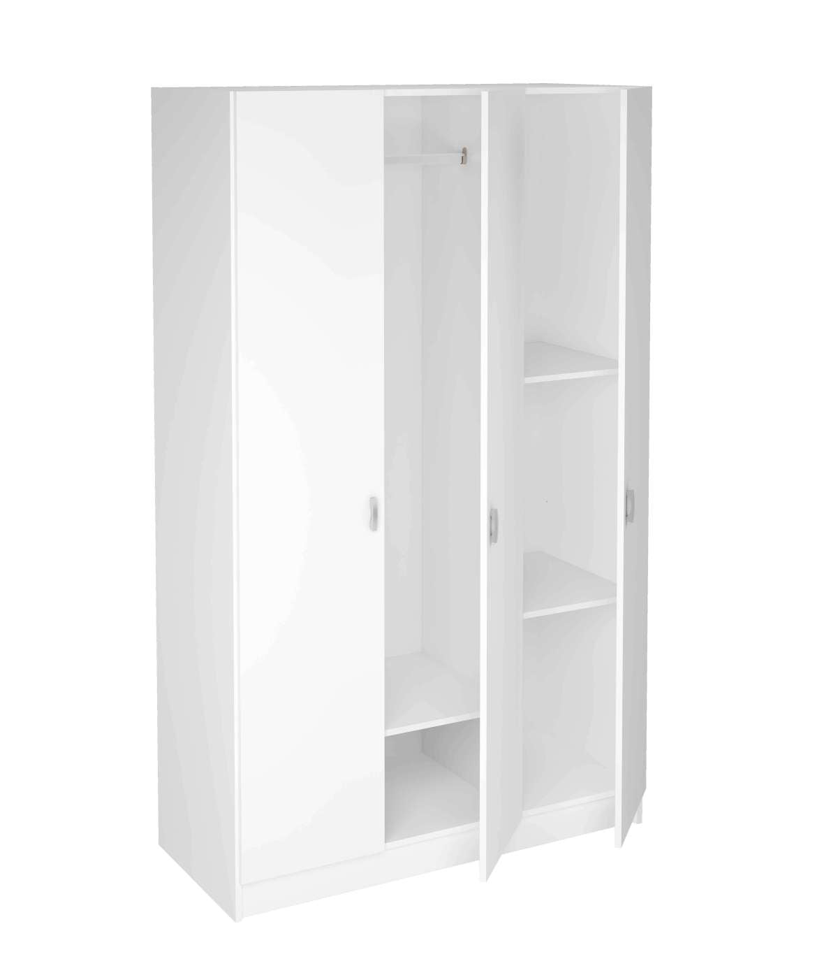 Armario 3 Puertas Abatibles Acabado Blanco, 200 Cm(alto)128,2 Cm(ancho)52 Cm(fondo)_2