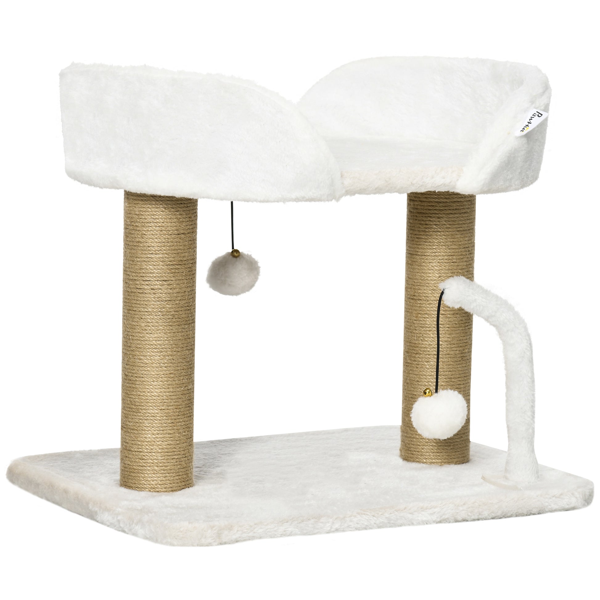 Pawhut Árbol Rascador Para Gatos Pequeños Altura 42 Cm 48x38x42 Cm Blanco_0