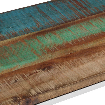 Mesa Consola Acero Inoxidable Madera Maciza Reciclada Plateada_3