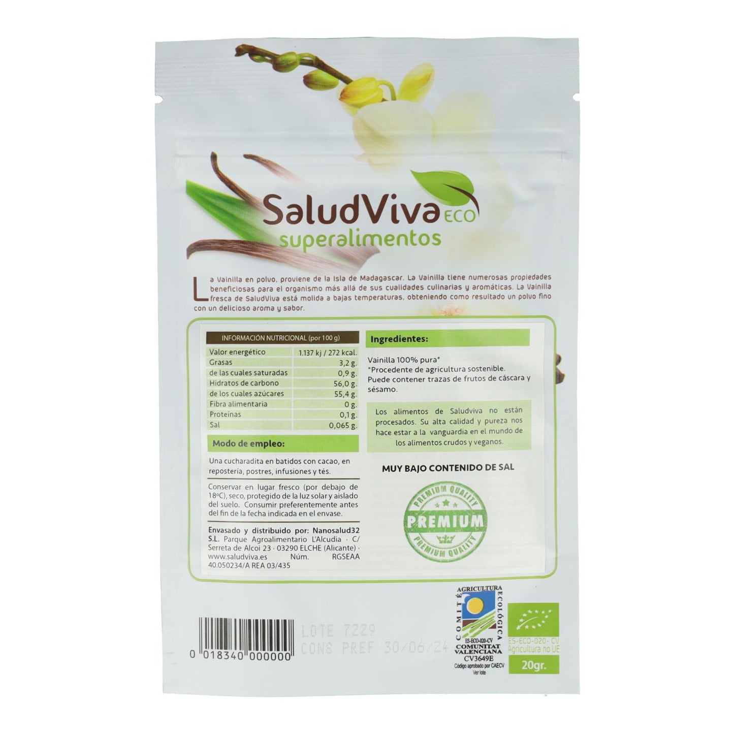 Baunilha em pó Salud Viva 20 g