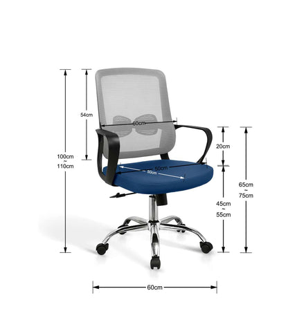 Silla Despacho Giratoria Elevable Acabado Gris/azul, 60m(ancho) 100/110cm(altura) 61cm(fon_2