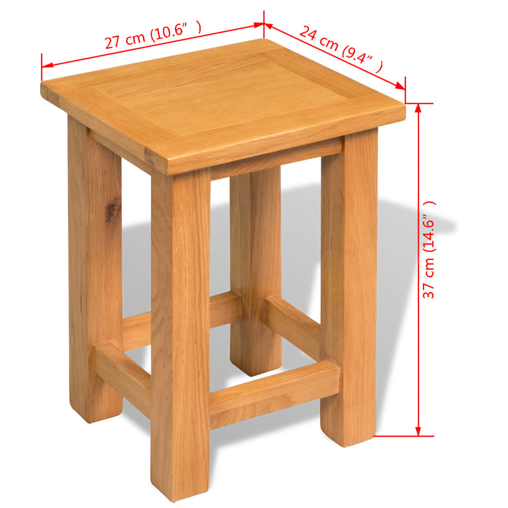 Mesa Auxiliar De Madera Maciza De Roble 27x24x37 Cm_3