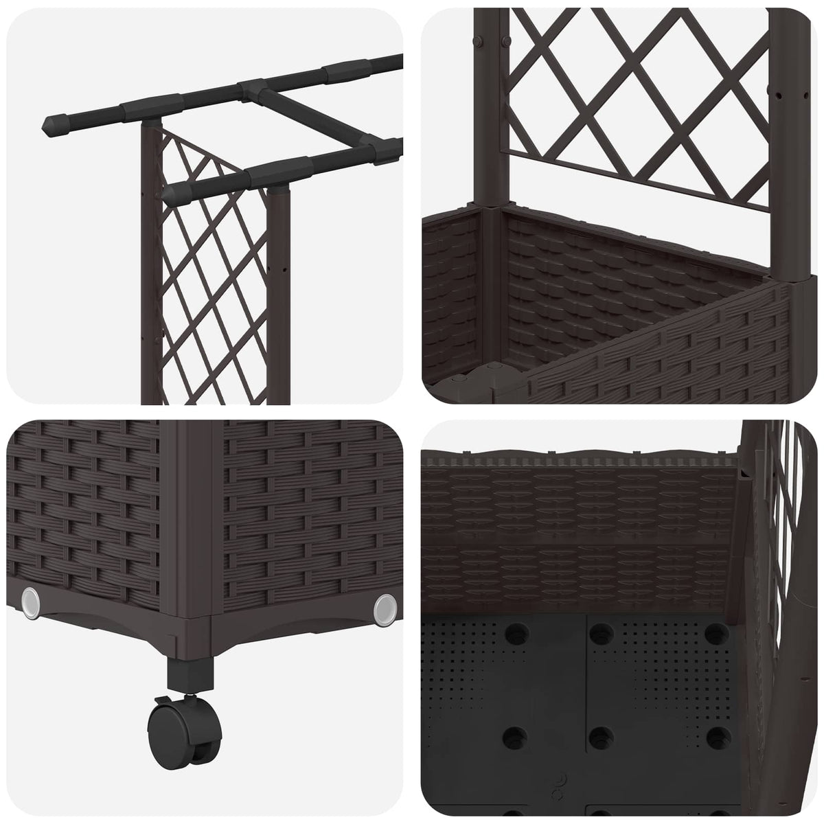 Cama Elevada Con Trellis Y Techo Marrón 162,5 X 40 X 142 Cm Pp_5