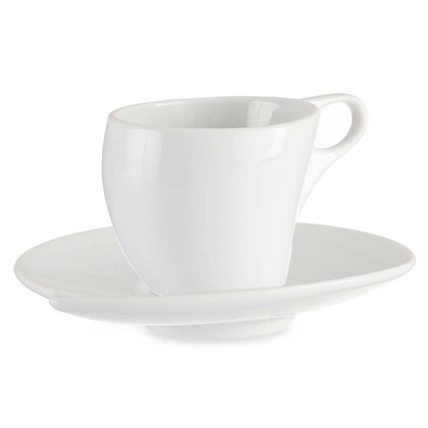 Set 6 Tazas Porcelana Blanca C Plato 120 Colección Vessia_2