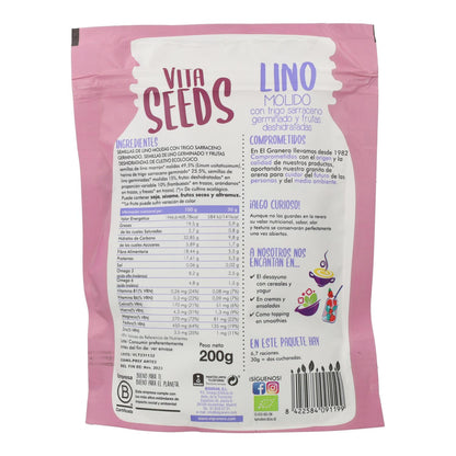 Sementes de Linho Moídas, Trigo Sarraceno, Framboesa, Mirtilo e Morango Vitaseeds Bio El Granero, 200 g 