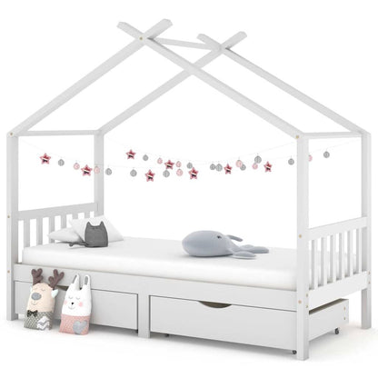 Vidaxl Estructura Cama Niños Y Cajones Madera Maciza Blanca 90x200 Cm_1