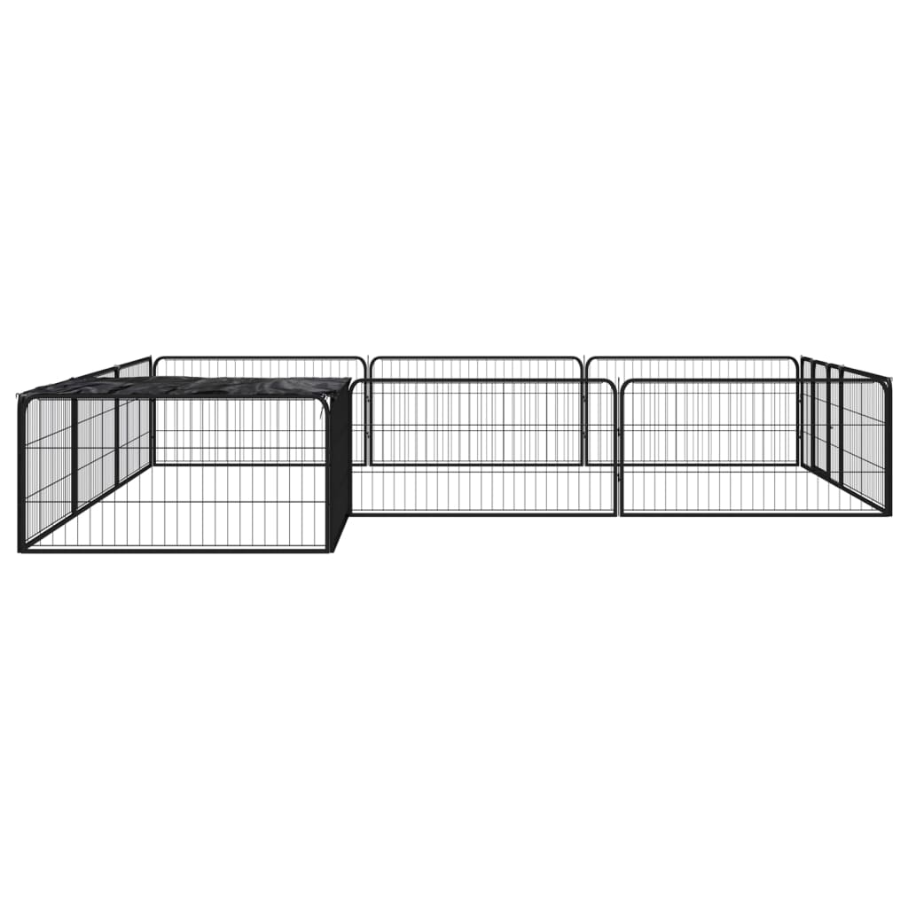 Jaula Perros 12 Paneles Acero Recubierto Polvo Negro 100x50 Cm_2