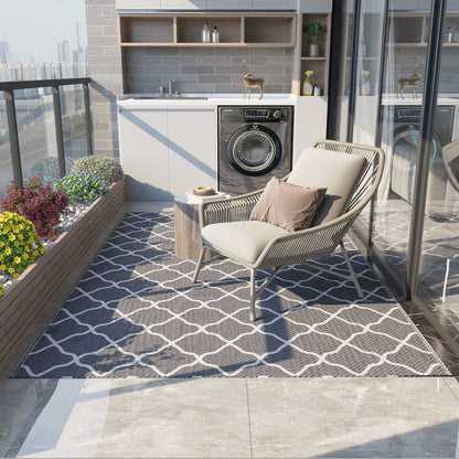 Outsunny Alfombra Exterior 182x274 Cm Reversible De Plástico Impermeable Gris_3