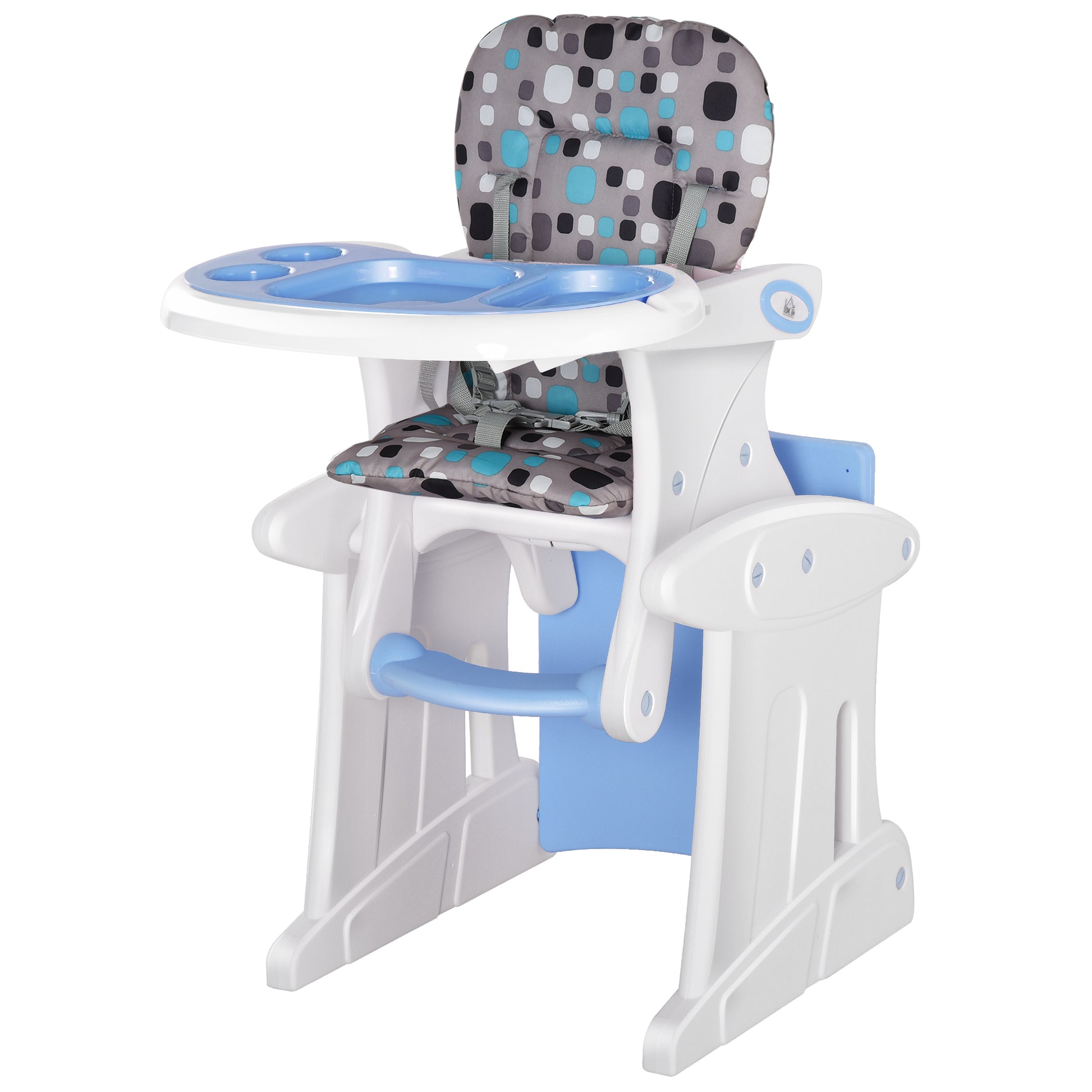 Homcom Trona Para Bebé 3en1 +6 Meses Con 2 Bandejas Extraíbles 57x59x105 Azul_0