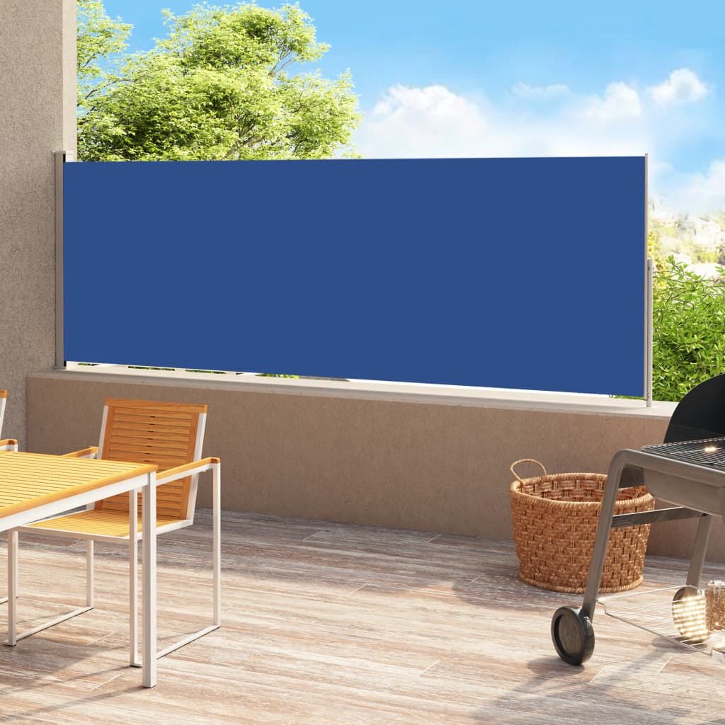 Vidaxl Toldo Lateral Retráctil Para Patio Azul 220x500 Cm_1