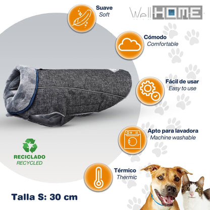 Cama Para Mascota 65x50x20cm Marrón + Abrigo Negro Para Mascotas 30cm_5