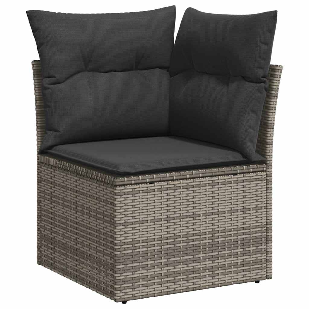 Set De Sofás De Jardín 7 Pzas Con Cojines Ratán Sintético Gris / Vetonek_2