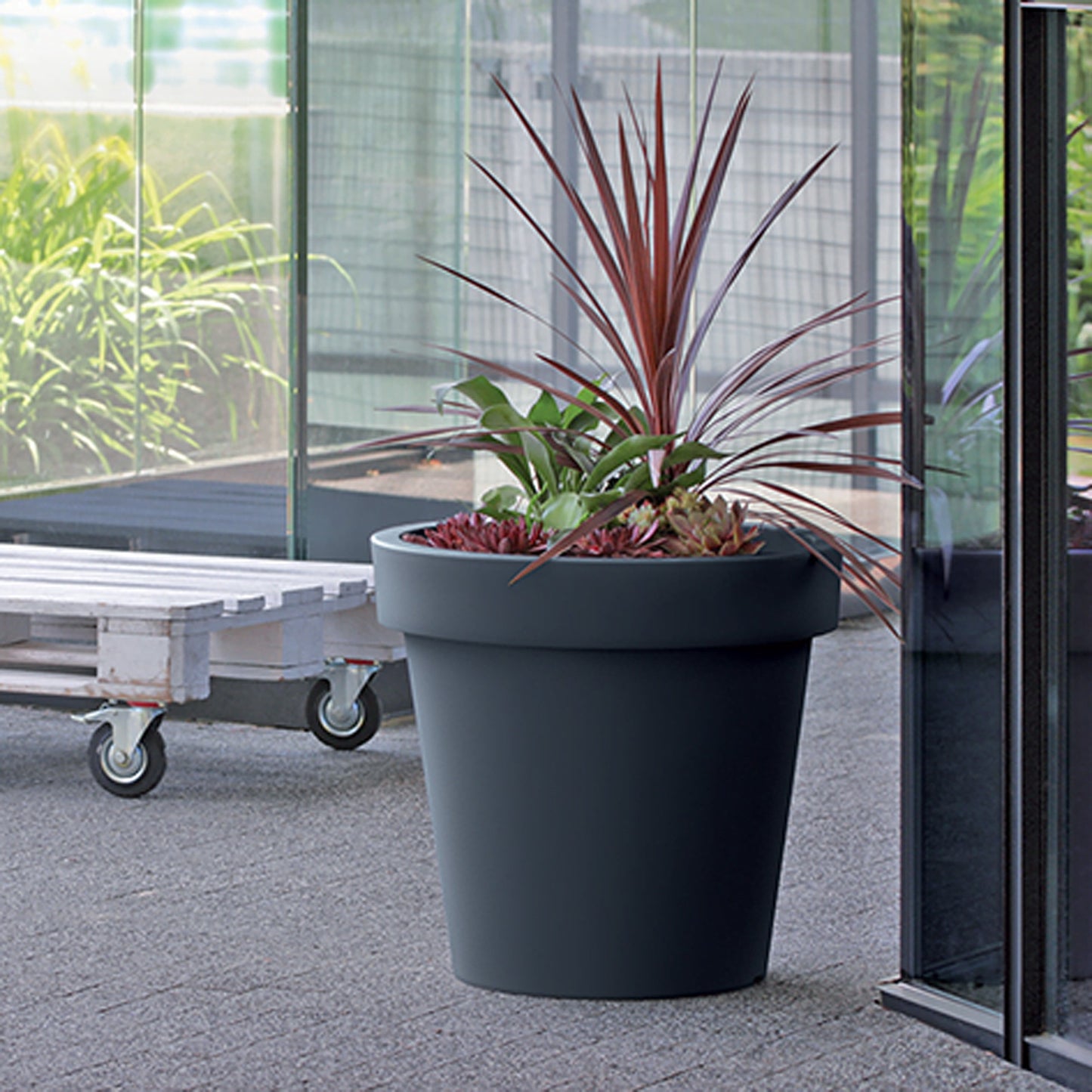 Maceta De Plastico Lofly En Color Gris 49 (largo) X 49 (ancho) X 45,5 (alto) Cm